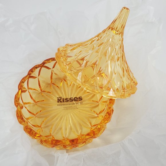 Hershey’s Kisses Crystal Covered Candy Dish Gold Godinger 5" Iridescent Glass - Picture 7 of 7